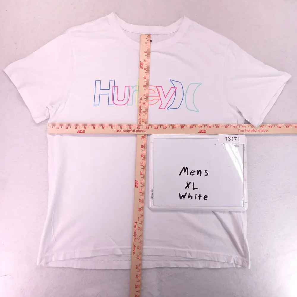 Hurley Casual Crew Neck Graphic T-Shirt Mens Size Extra Large XL White Multi